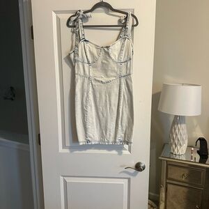 Blue Blush Acid Wash Denim Dress with Tie Straps